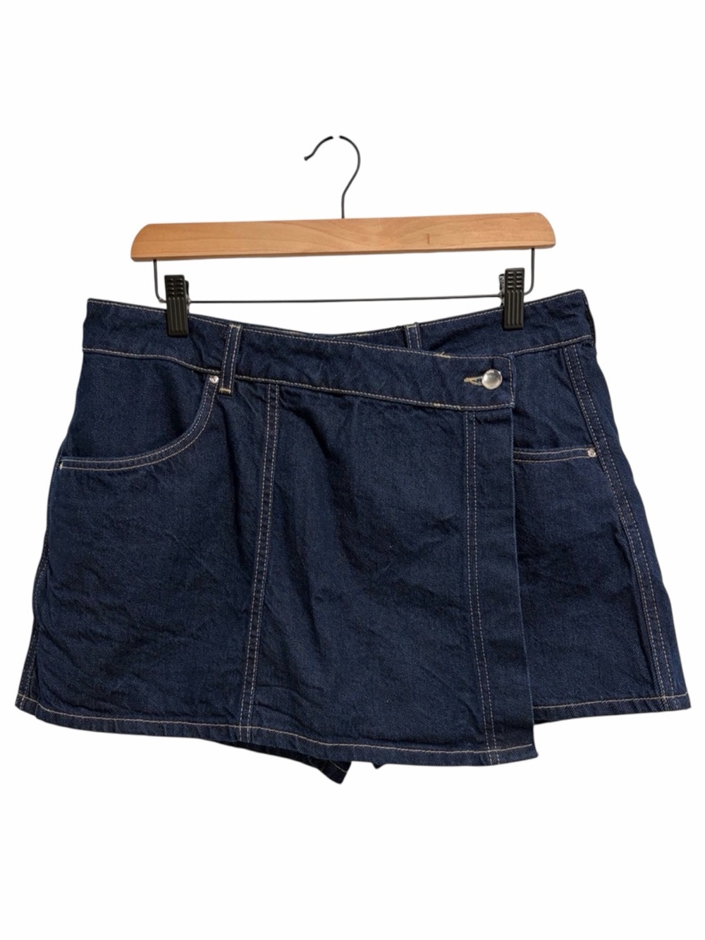 Zara Dark Wrap Denim Skort Large NWT